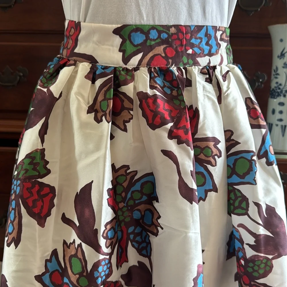 Frances Valentine Barbara Taffeta Skirt Autumn Leaves Size Medium - Picture 4 of 15